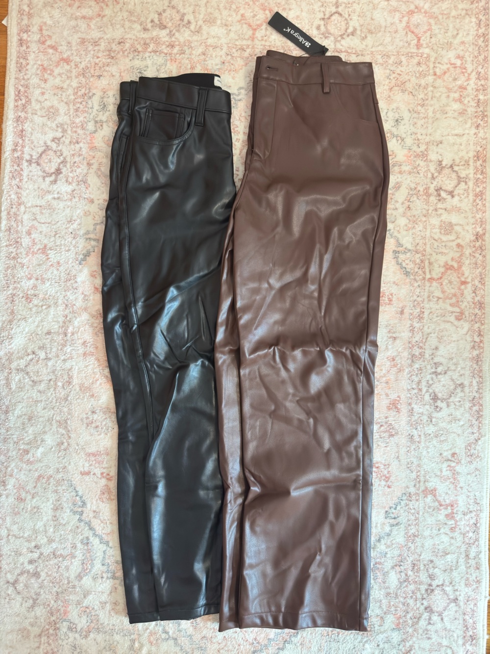 Faux leather pants set